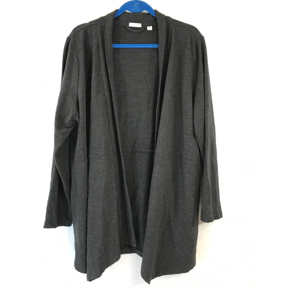 J Jill Pure Jill Womens Open Front Cardigan Pima Cotton Long Sleeve Gray Sz XL